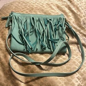 Old navy Tiffany blue fringe crossbody bag